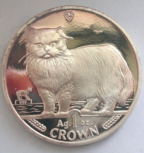 岛1989猫1盎司银币皇冠isle of man 1989 cat 1oz crown silver coin