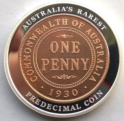 2008 copper australian 1930 penny dollar 1oz silver coin(大图