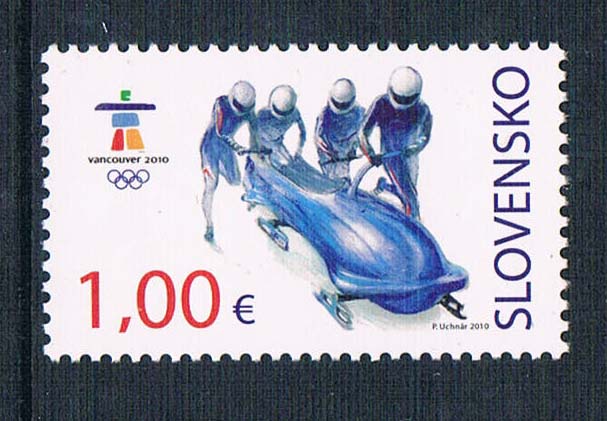 斯洛伐克2010温哥华冬奥会多人雪橇全新外国邮票(大图展示)
