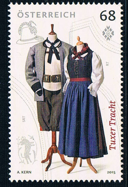 奥地利2015民俗系列图克斯民间服饰全新外国邮票(大图展示)