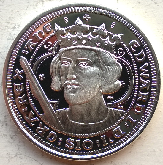 英属维尔京2007年爱德华一世10元精制银币 中