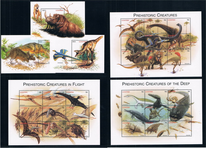 莱索托1998史前动物恐龙邮票全新(大图展示)