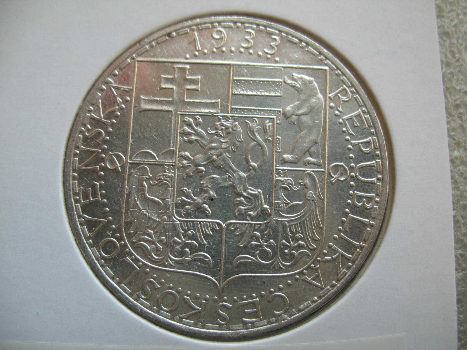 1933年捷克斯洛伐克20克朗流通银币(大图展示)