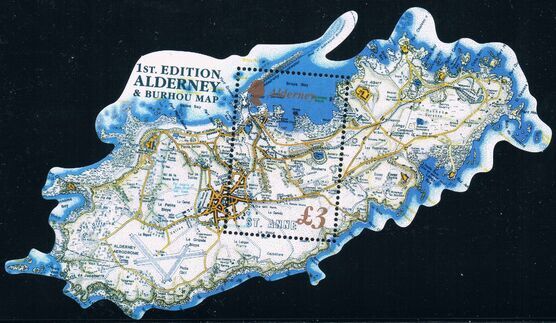 奥尔德尼岛2017初版奥尔德尼岛地图1m全新外国邮票(大图展示)