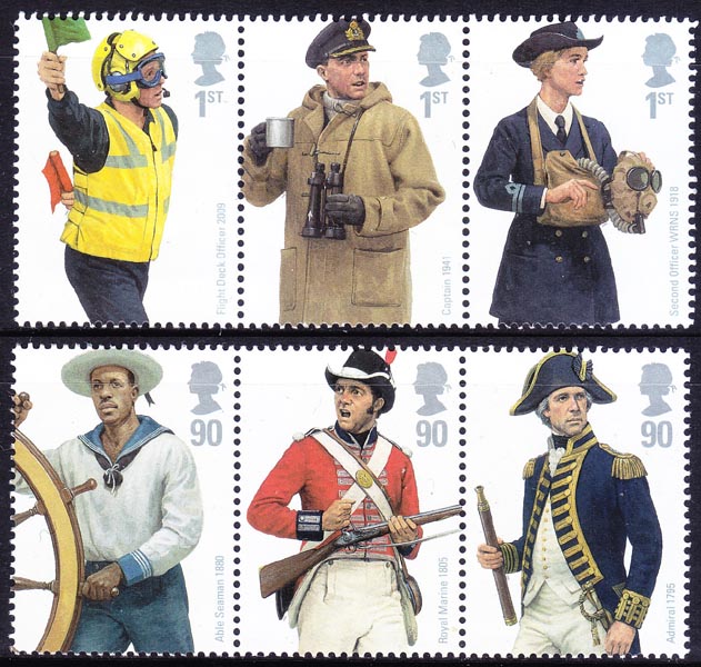 英国邮票 2009年士兵:海军 军队 6全连票 新(大图展示)