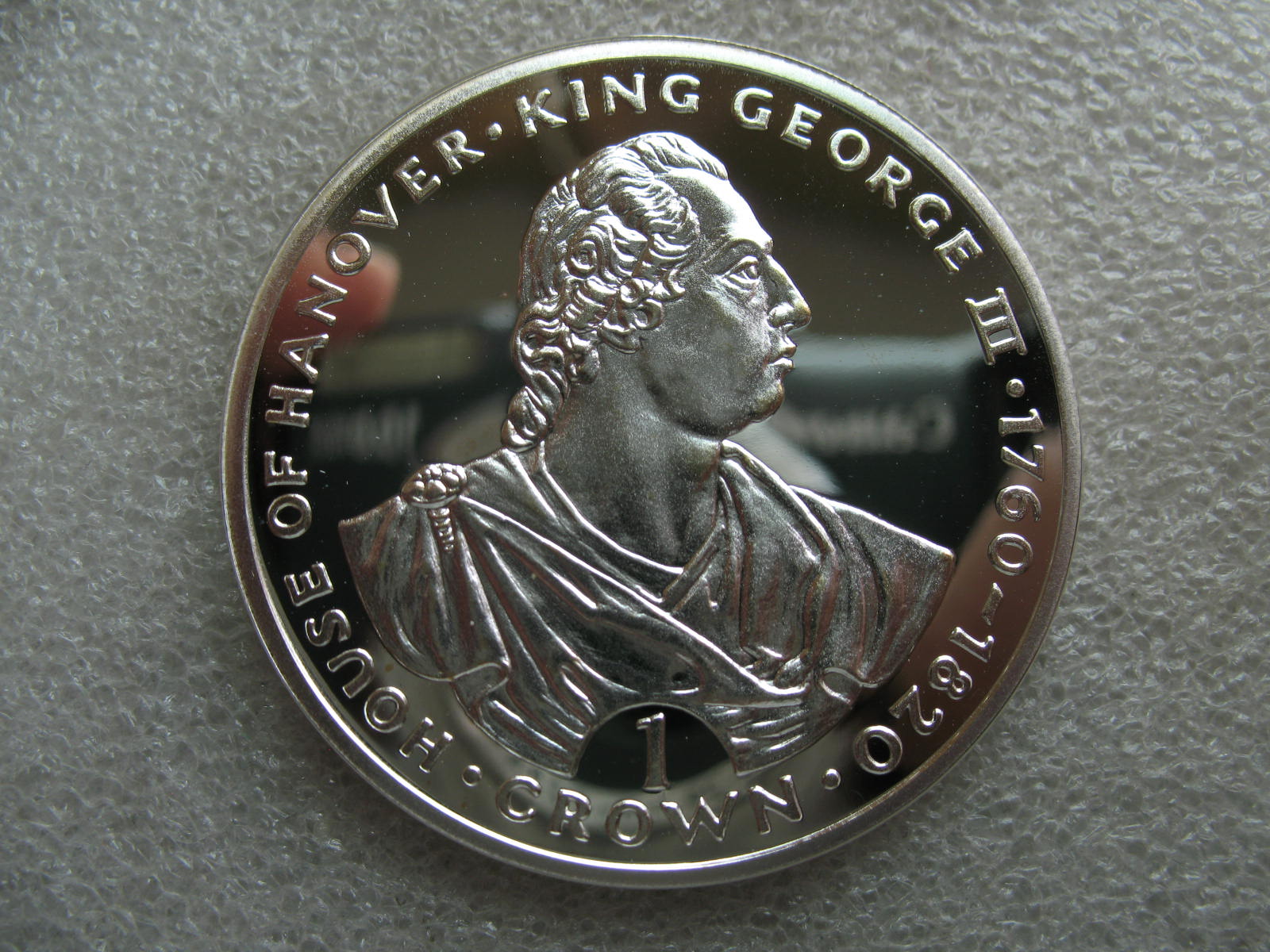 1993年直布罗陀1克朗精制帝王系列纪念大银币-乔治三世(大图展示)