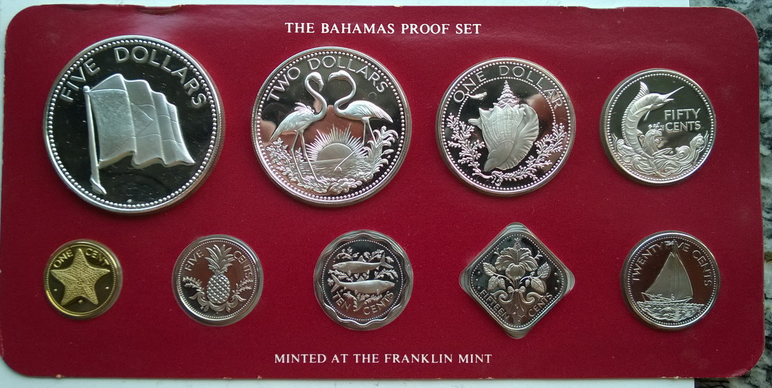 巴哈马1978年盒装9枚大全套带证书,4枚银币(大图展示)
