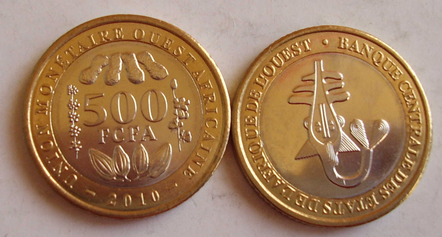 非洲钱币西非法郎西非500法郎双色币硬币