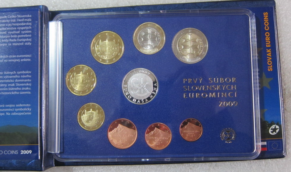 斯洛伐克2009年8枚欧元PROOF套币 中邮网[集