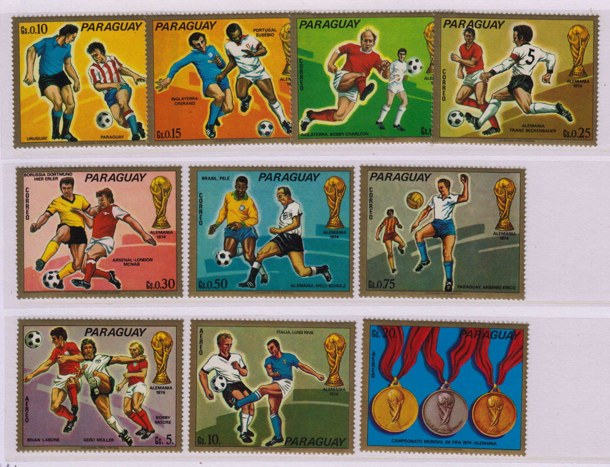 巴拉圭 1974年 世界杯足球赛 10全,MNH,Par18