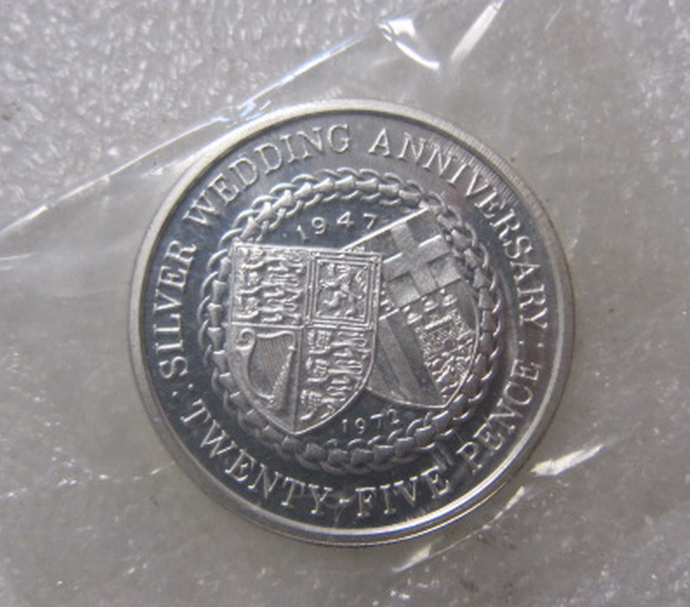 马恩岛1972年25便士银币proof(大图展示)