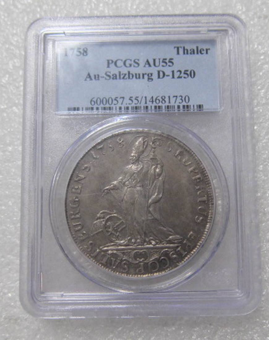 pcgs-au55德国1758年萨尔茨堡泰勒 银币(大图展示)