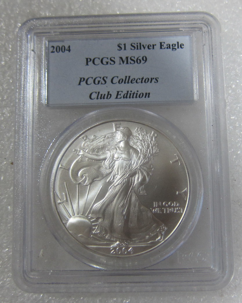 pcgs-ms69美国2004年行走女神鹰洋1盎司银币(大图展示)