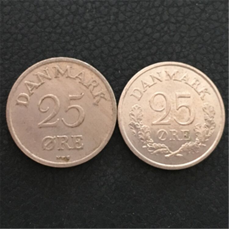 外国硬币钱币收藏 丹麦25欧尔《2枚不同》 直径22.8mm