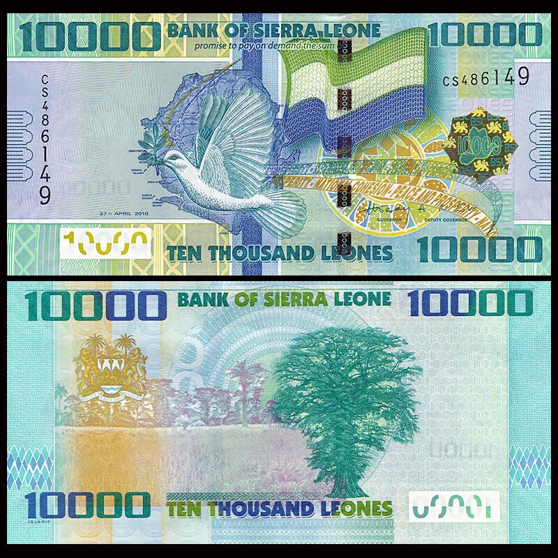 【非洲】全新unc 塞拉利昂10000利昂纸币 外国钱币 2010年(大图展示)