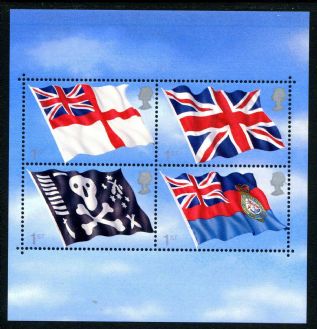 英国邮票2001年旗帜小全张 国旗,皇家海军旗,海