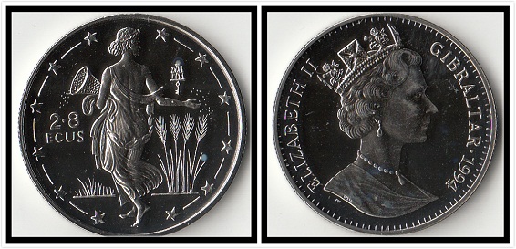 欧洲 直布罗陀2.8ecus纪念币 1994年版 (丰饶角) 硬币收藏(大图展示)