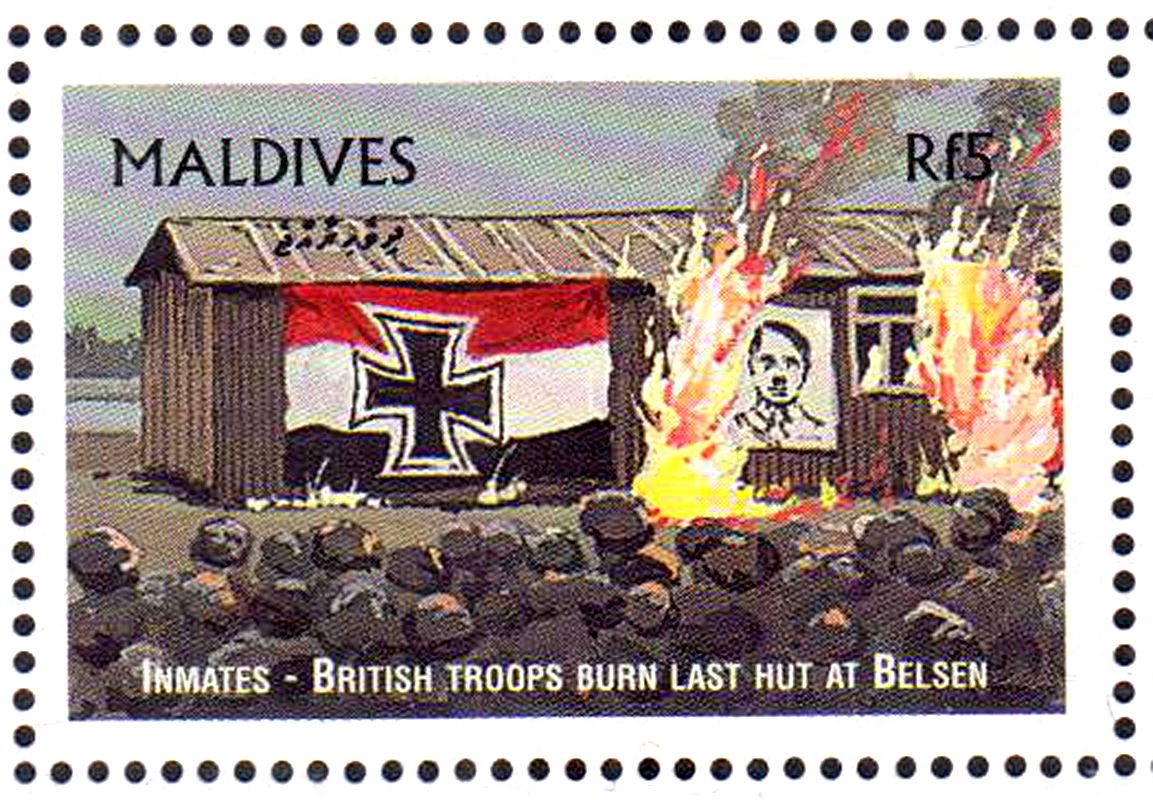 马尔代夫二战邮票~盟军解放贝尔森集中营(大图展示)