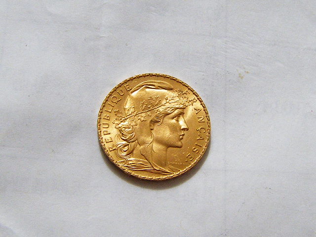 法国高卢鸡1914年20法郎金币6.45克900金 bu好品相 品相好(大图展示)