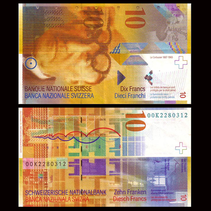 【欧洲】全新unc 瑞士10法郎纸币 外国钱币 2013年(大图展示)