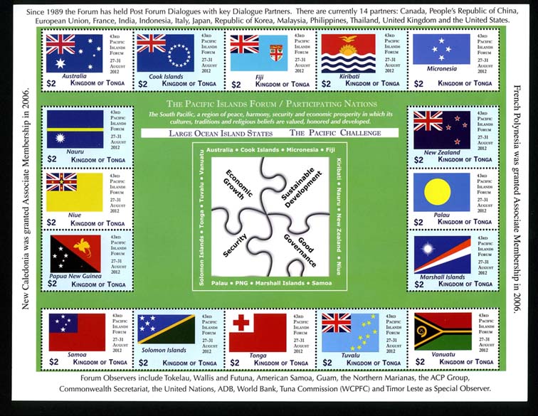 汤加2012 年 太平洋岛国论坛会员国国旗版张(大图展示)