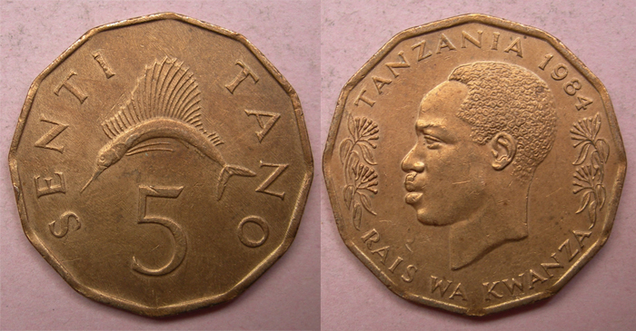 坦桑尼亚1984年5分 材质 :红铜(大图展示)
