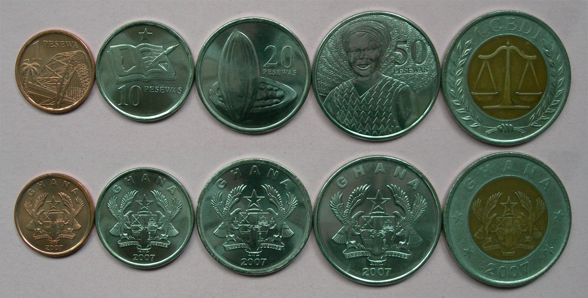 加纳新版套币 材质 :1铜 3镍 1双金属(大图展示)