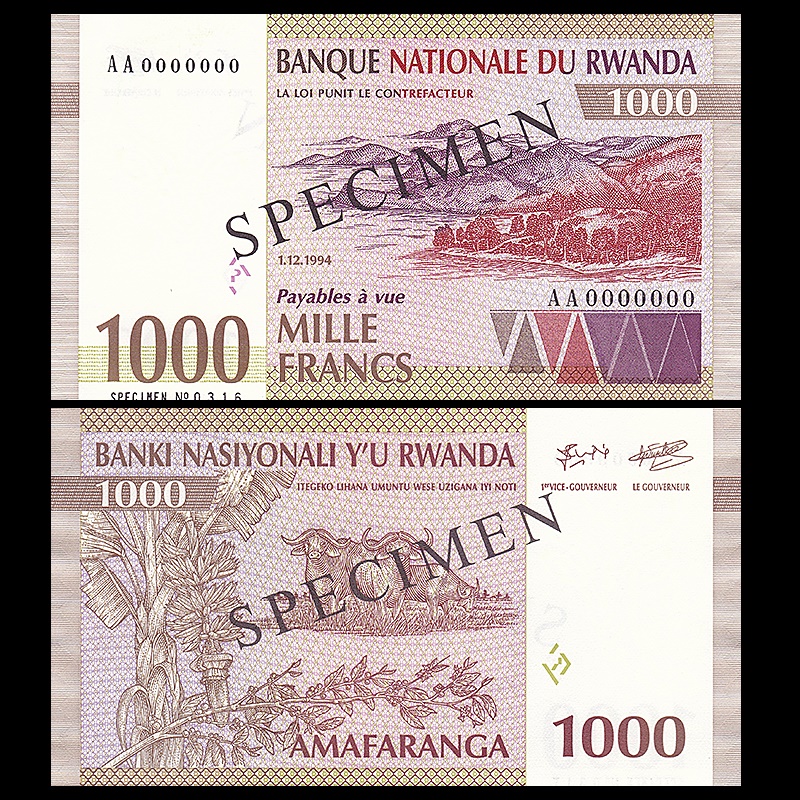 卢旺达1000法郎纸币 外国钱币 1994年(大图展示)