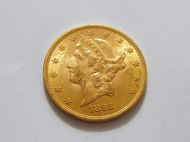 美国自由女神鹰1893年20元大金币33.