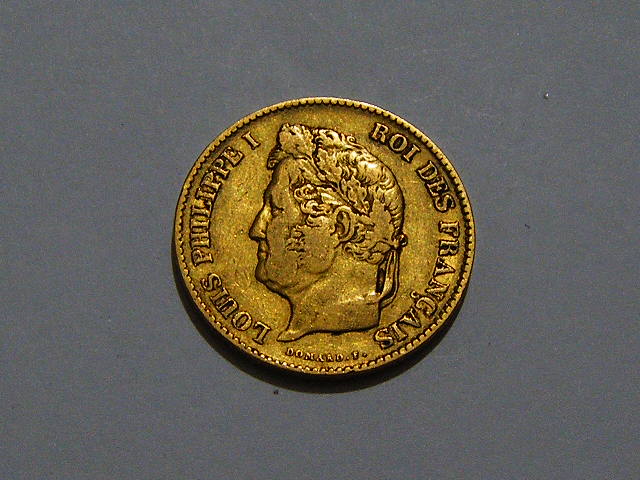 法国菲利普国王1833年40法郎金币12.9克900金