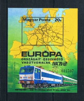 匈牙利1979交通运输邮票欧洲铁路网地图电力