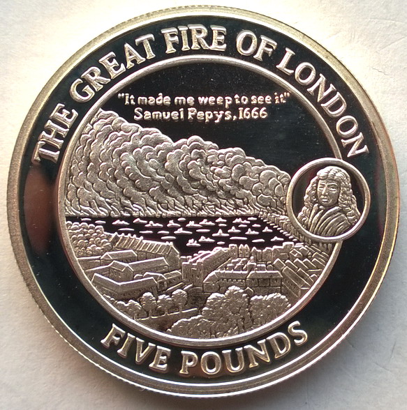 直布罗陀2008年历史系列纪念伦敦大火5镑精制全新银币(大图展示)