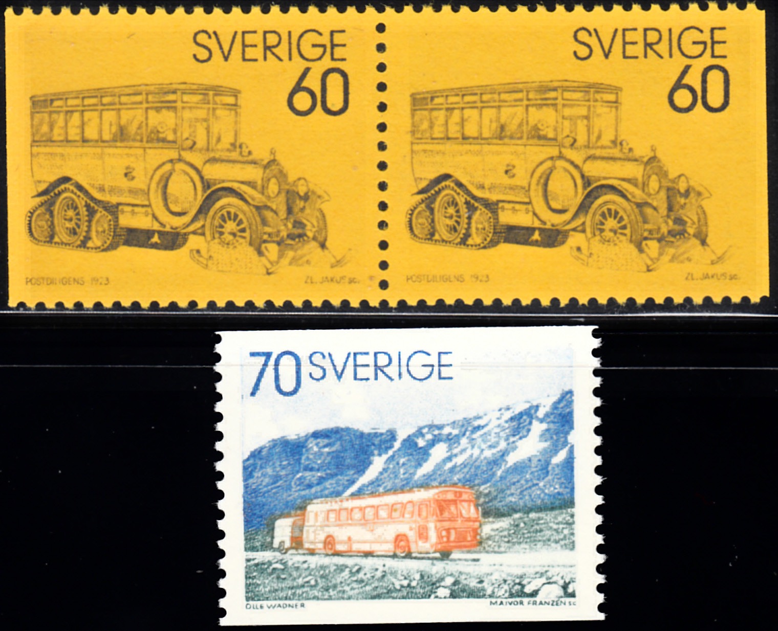瑞典邮票1973年 邮车(大图展示)