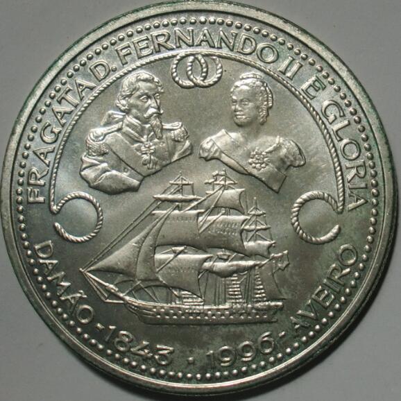 葡萄牙1996年1000埃斯库多 克朗型大银币(大图展示)