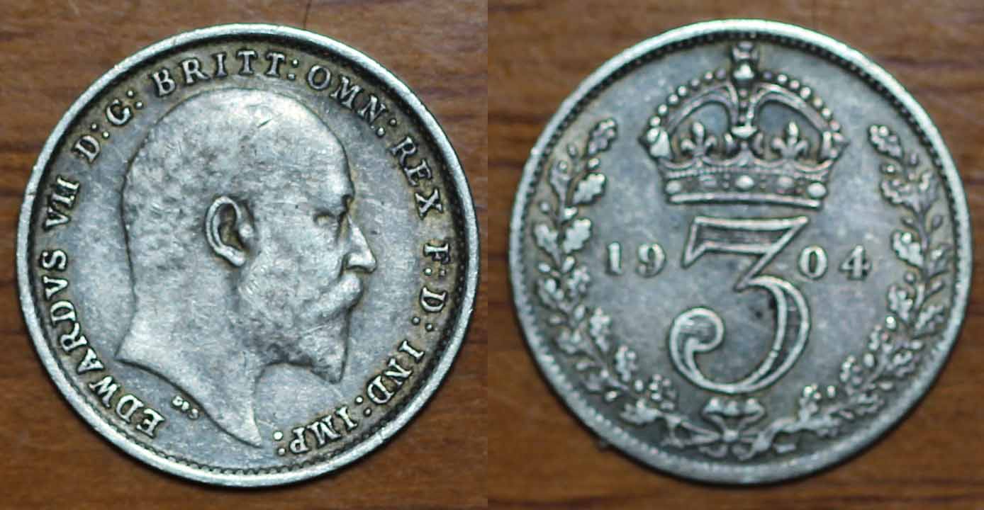 英国银币1904年 爱德华七世 3便士(大图展示)