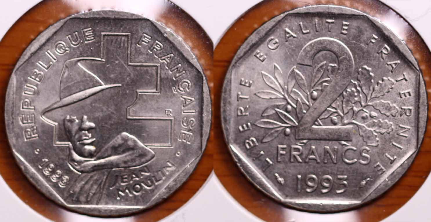 法国2法郎纪念硬币1993年(大图展示)