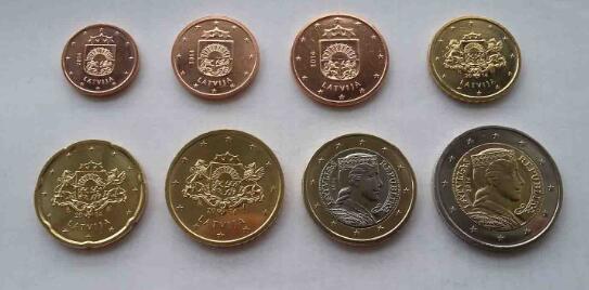 拉脱维亚2014年欧元清版套币8枚一套 首版(大图展示)