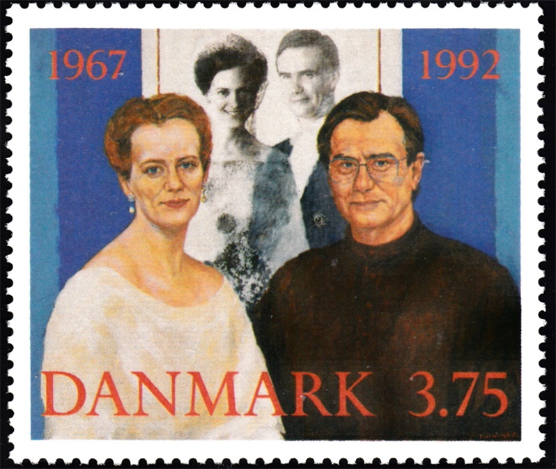 丹麦邮票1992年 玛格丽特二世和亨利克亲王银