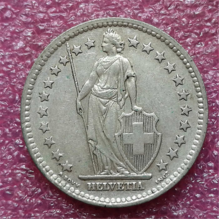瑞士1946年2法郎银币 女神持盾(大图展示)
