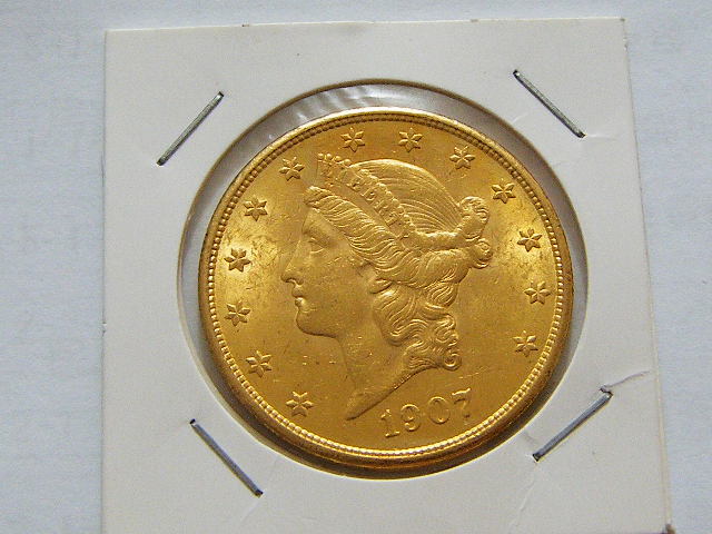 unc-美国自由女神鹰1907年20元大金币33.43克900金(大图展示)
