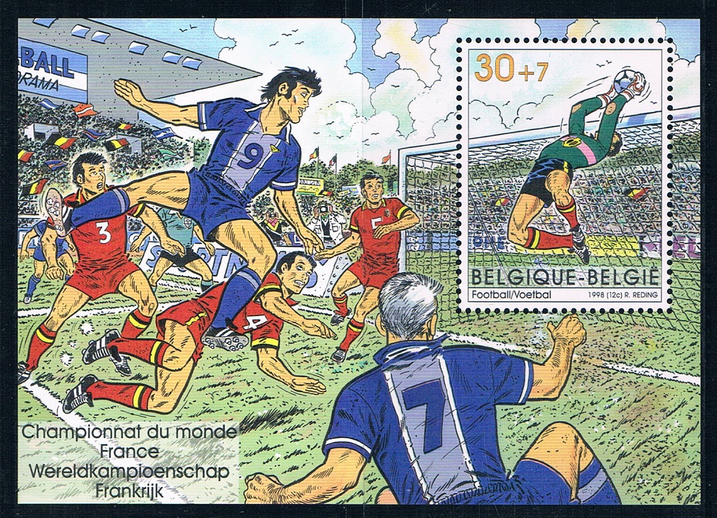 比利时1998第16届法国世界杯足球比赛1M全新