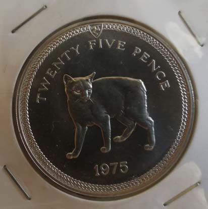 马恩岛1975年25便士纪念大银币(大图展示)