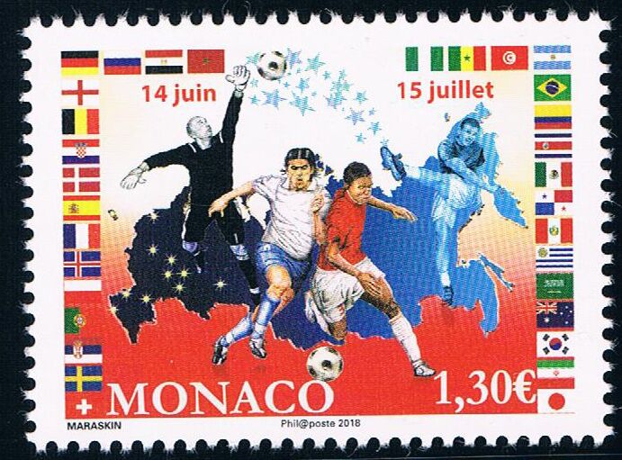 摩纳哥2018俄罗斯世界杯足球赛国旗地图1全新
