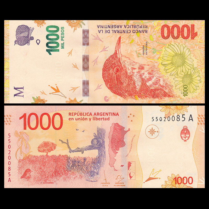 阿根廷1000比索 纸币 a冠(大图展示)