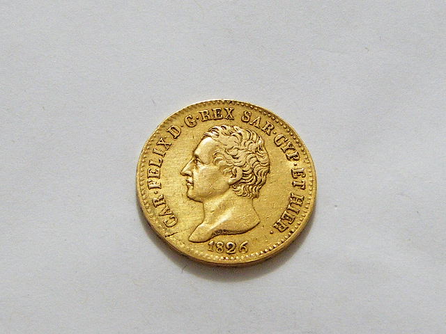 意大利撒丁岛1826年20里拉金币6.