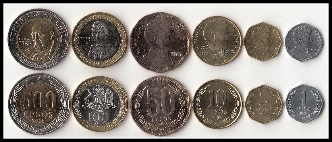 智利6枚一套硬币 套币(大图展示)