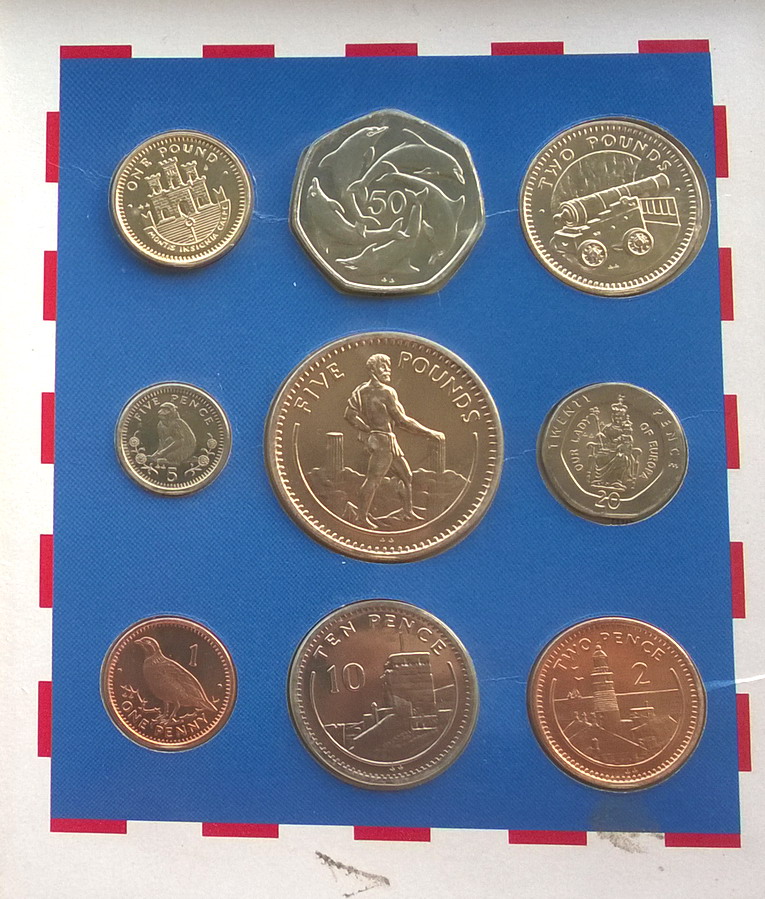 直布罗陀1990年要塞风光精装全套9枚硬币,少见(大图展示)