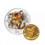 2022年壬寅（虎）圆形彩色金银套币（3g金+15g银）